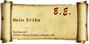 Bein Erika névjegykártya
